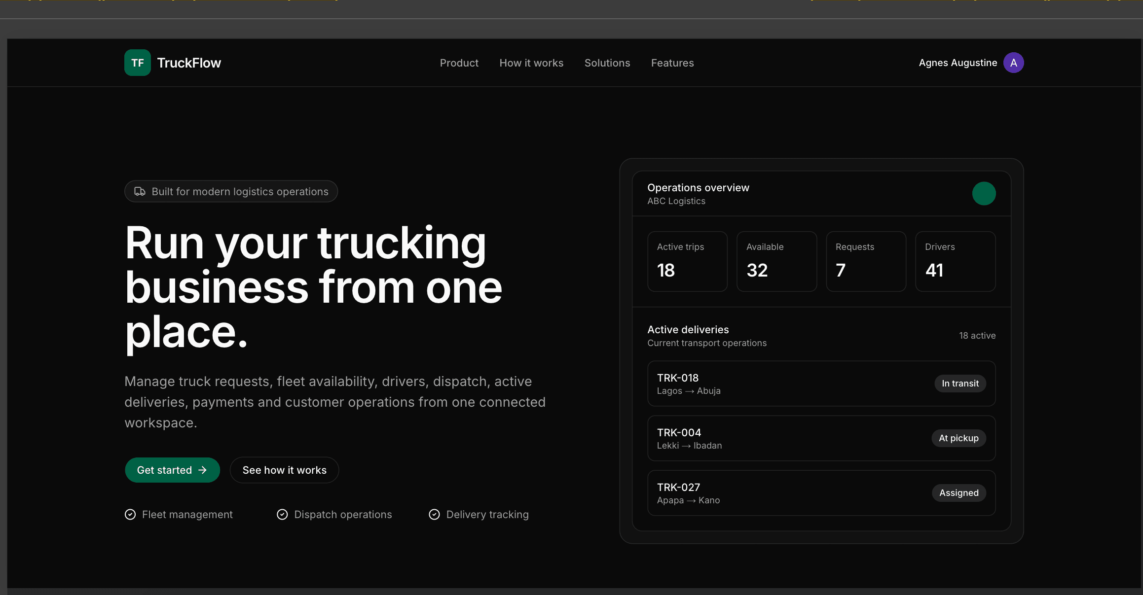 TruckFlow product interface